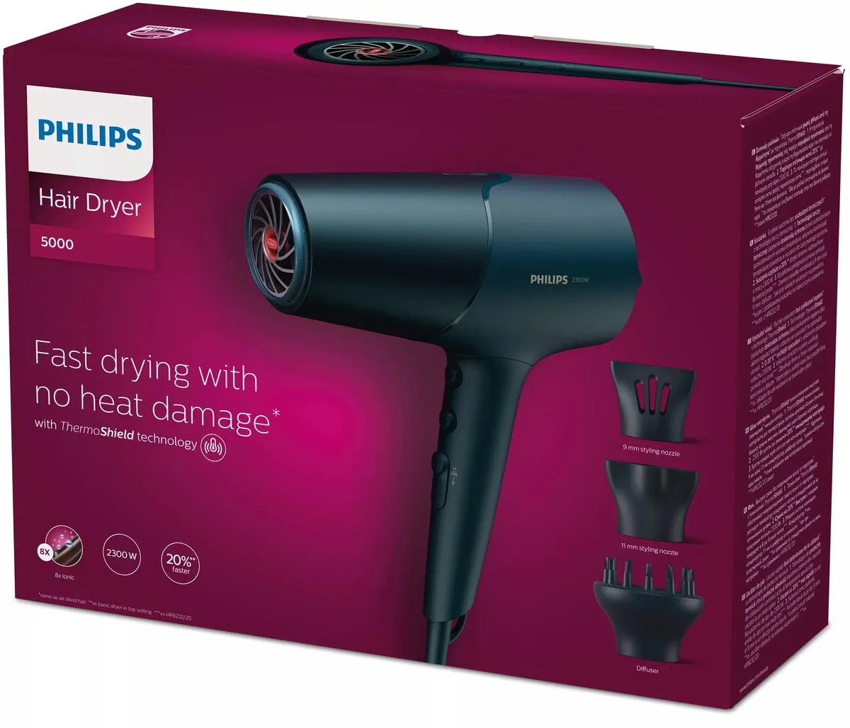 Philips 5000 Series BHD512/20 Föhn - 2300W - Blauw - afbeelding 6 van 6