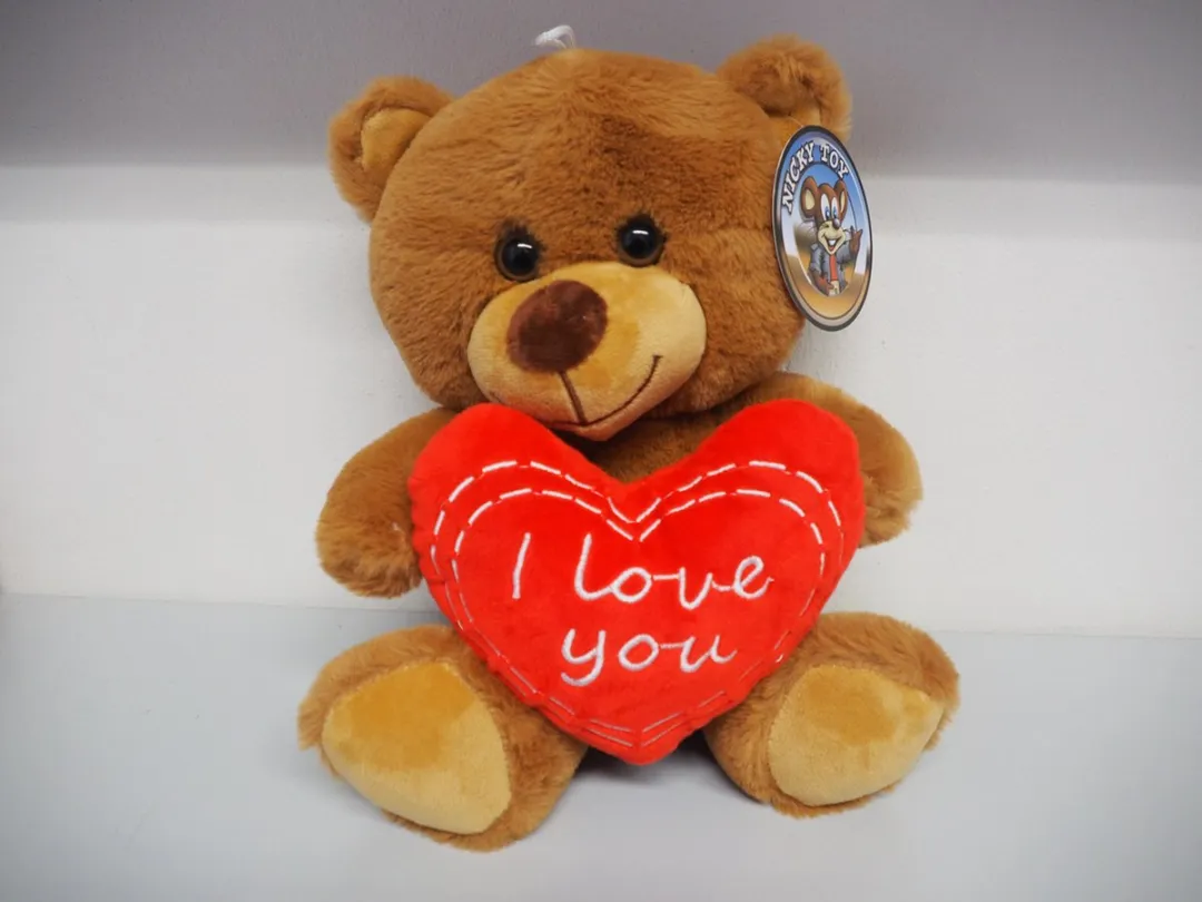 Knuffel beer valentijn met hart I Love You bruin - 30cm