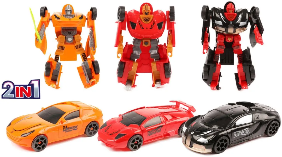 Toi-Toys Roboforces Transformeer Auto Robot Rood - 3 Stuks