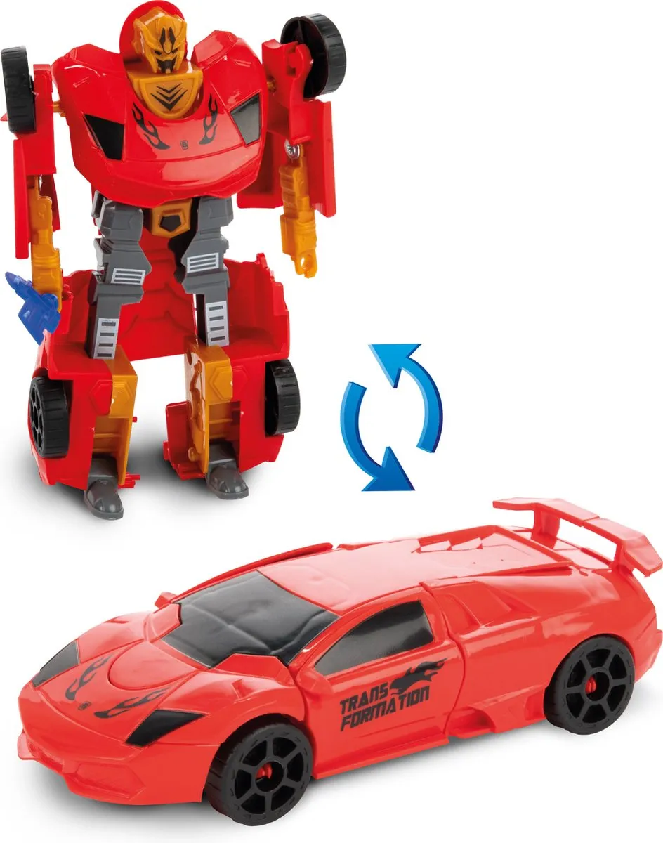 Toi-Toys Roboforces Transformeer Auto Robot Rood - 3 Stuks