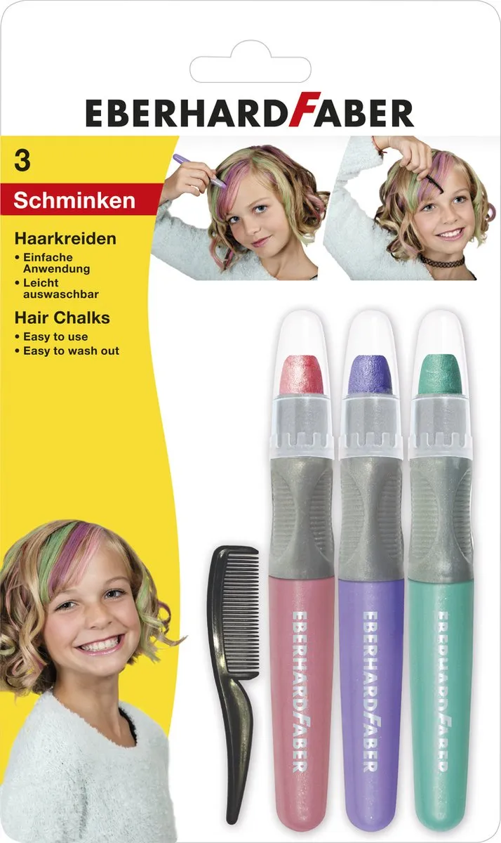Eberhard Faber Haarkrijt EF-579202 - 4 Stuks - Roze/Paars/Turquoise