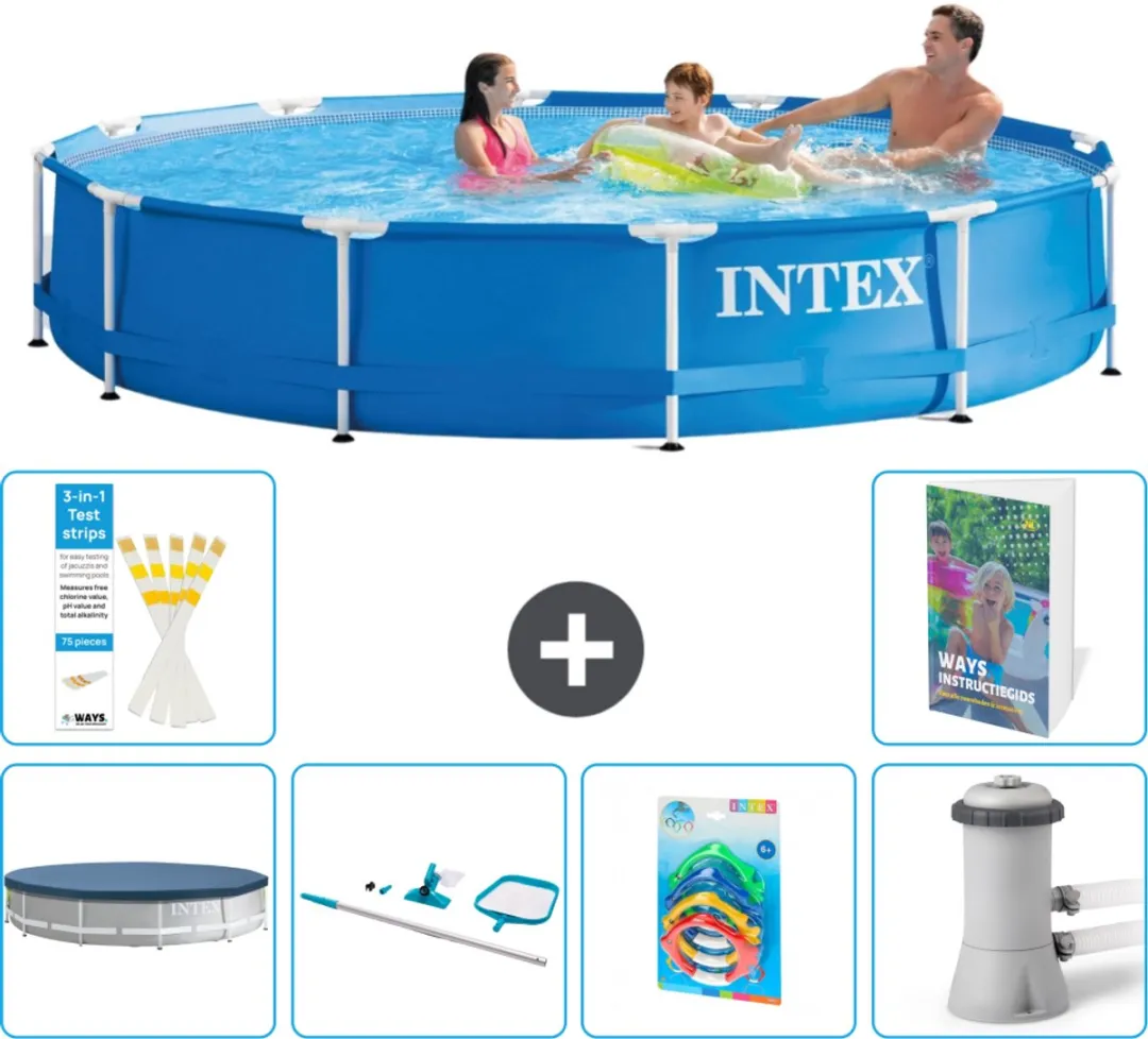 Intex 28210NP-Blauw Rond Frame Zwembad 366x76cm