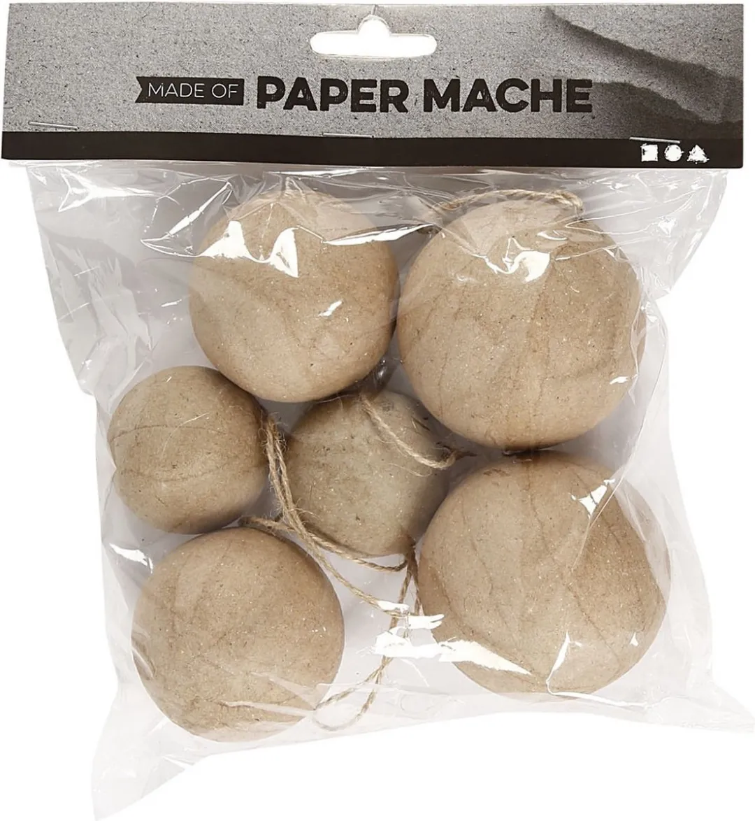 Rayher Kerstballen Papier Mache 4-6cm - 6 Stuks