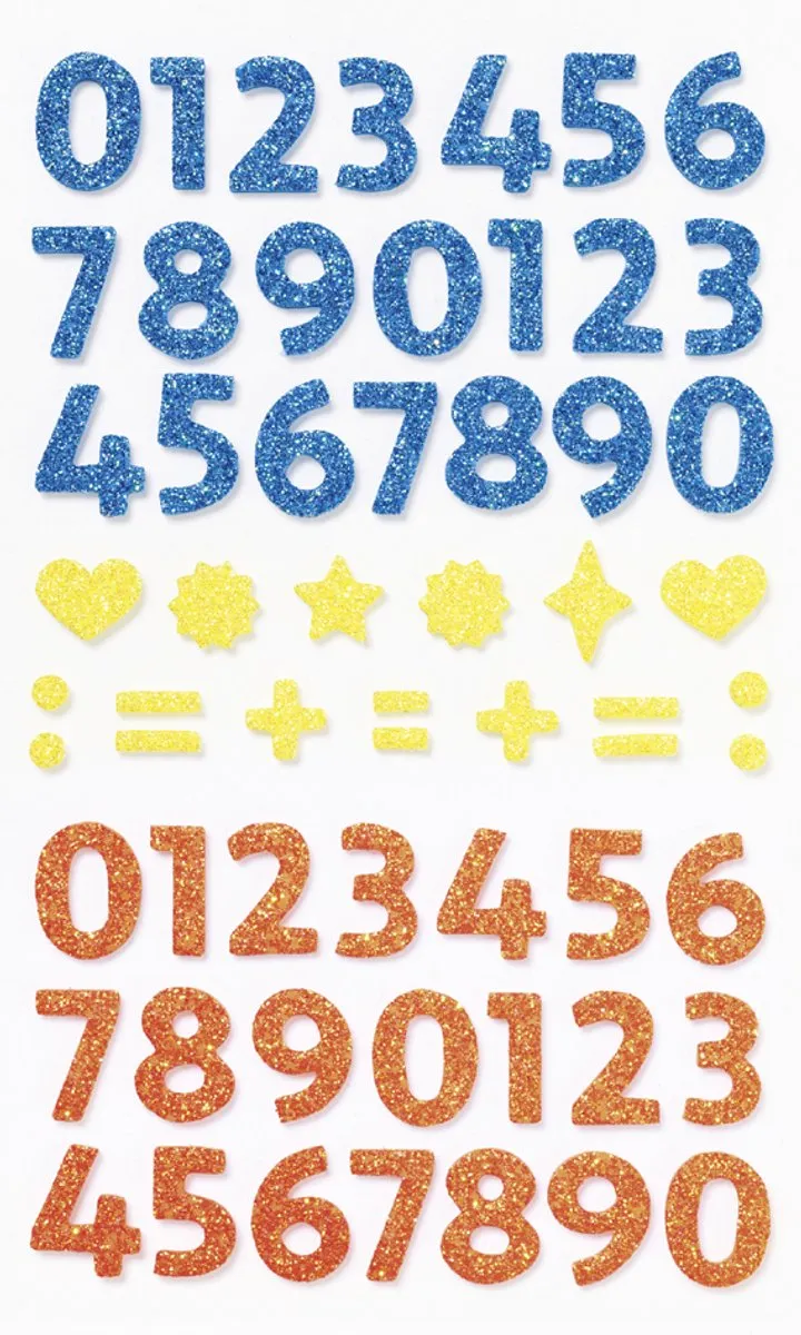 Folia Glitter Stickers Cijfers