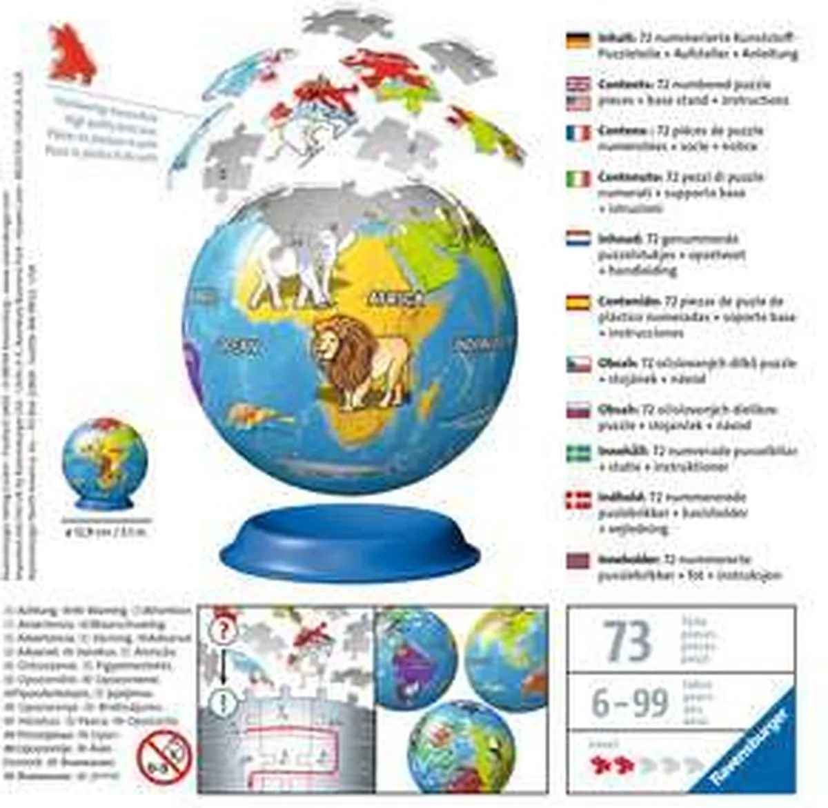 Ravensburger 3D Globe Puzzel 72 Stuks - Multi