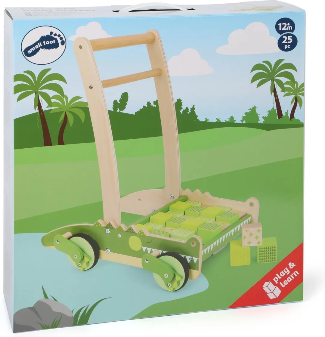 Small Foot Houten Loopwagen Krokodil - Groen/Beige