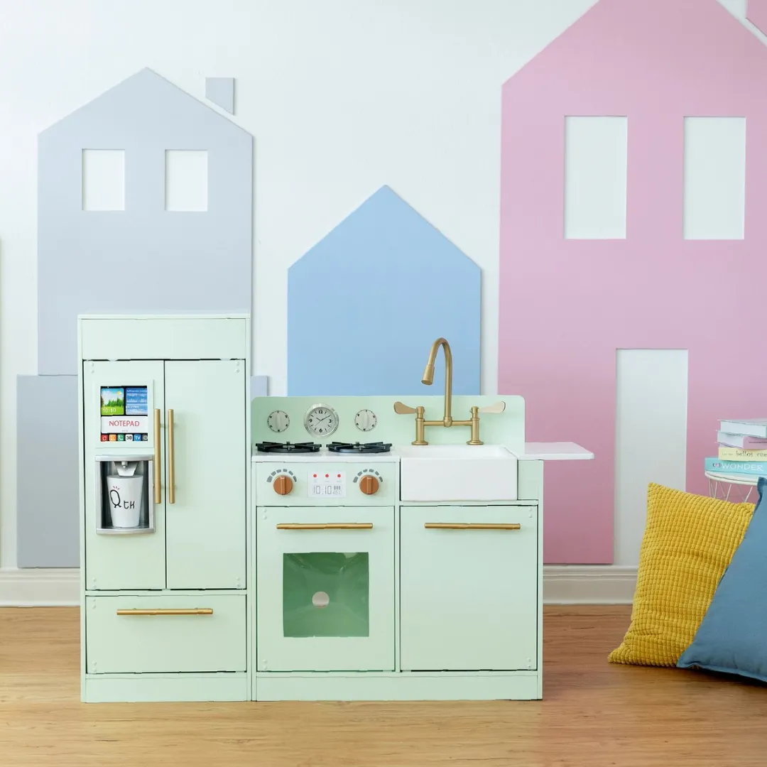 Teamson Kids Groot Modern Houten Speelkeuken Mintgroen/Goud