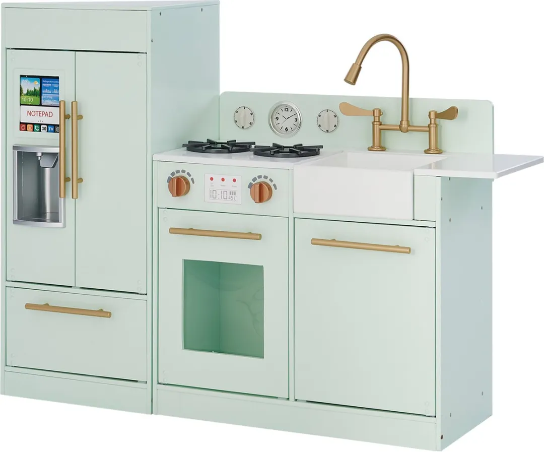 Teamson Kids Groot Modern Houten Speelkeuken Mintgroen/Goud