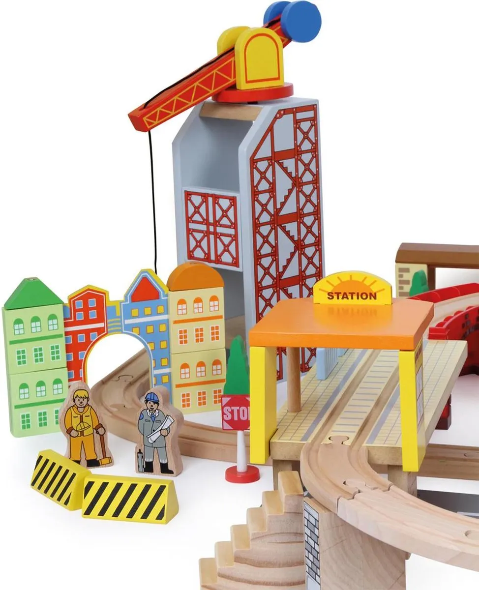 Small Foot Wooden Railway Port - 65 Stukken