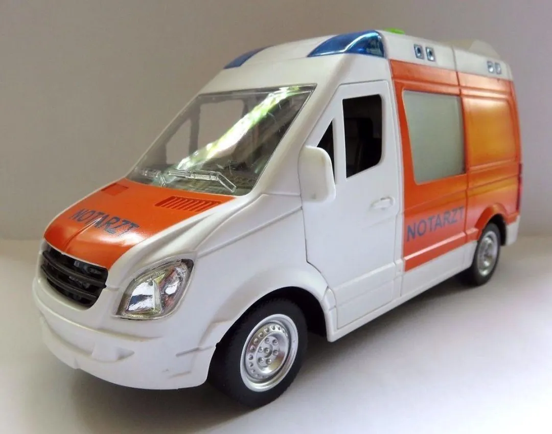 Toi-Toys Ambulance Notarzt Licht & Geluid 22cm - Wit/ Oranje