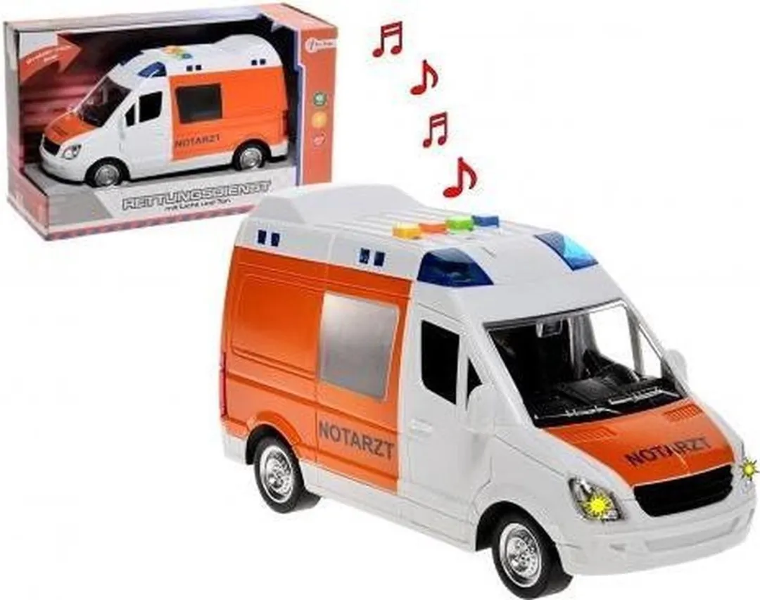 Toi-Toys Ambulance Notarzt Licht & Geluid 22cm - Wit/ Oranje