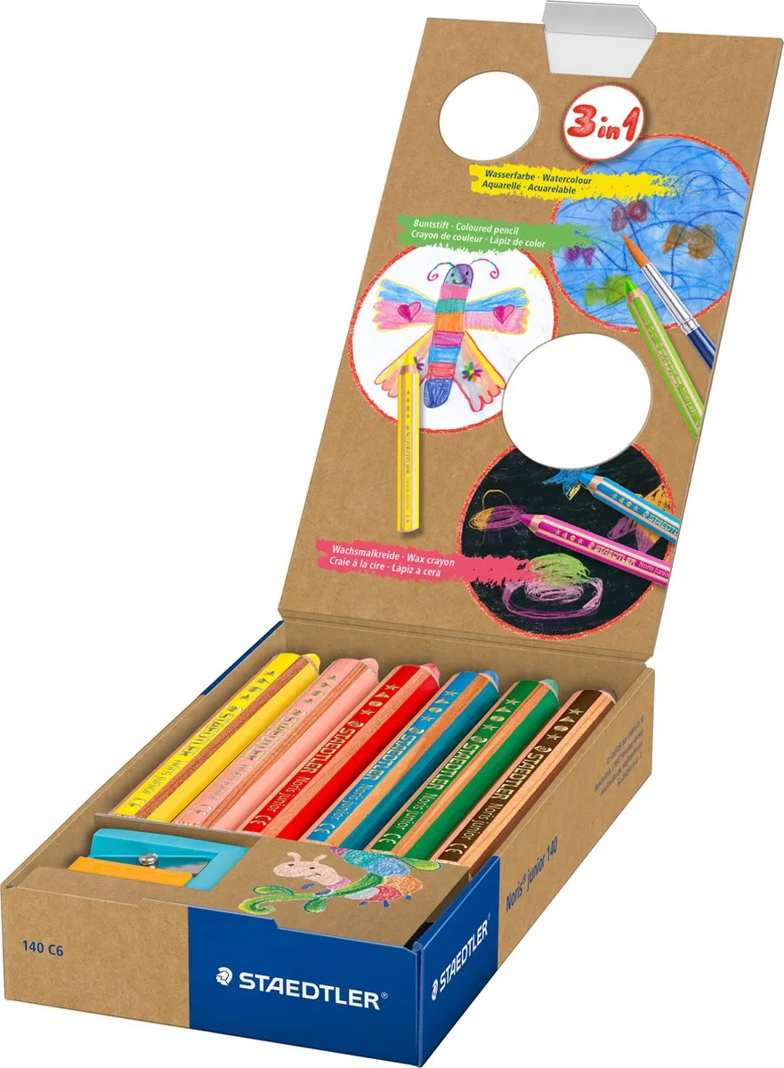 STAEDTLER Noris Junior 3-in-1 Kleurpotlood - 6 Stuks - Multi