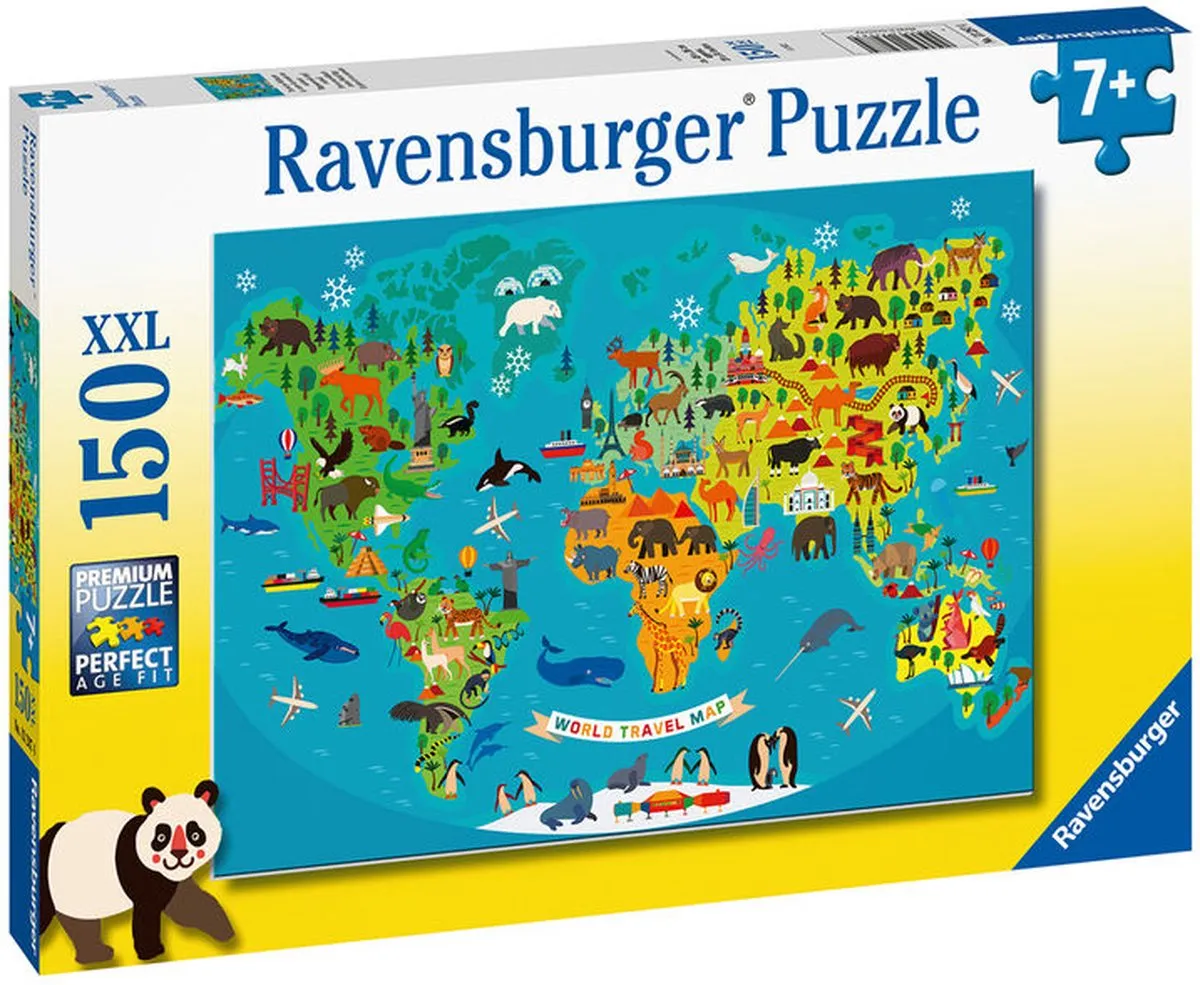 Ravensburger Dieren Wereldkaart Legpuzzel 150 Stuks - Multicolor