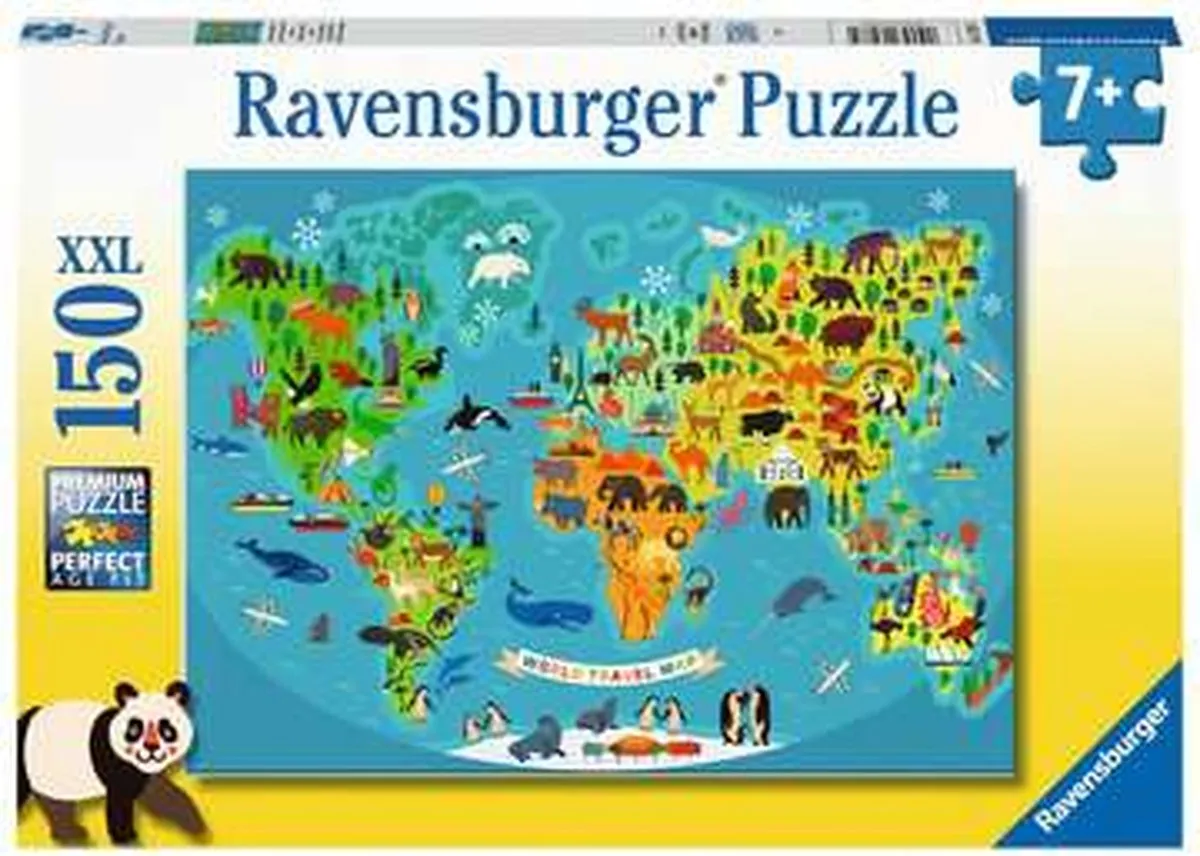 Ravensburger Dieren Wereldkaart Legpuzzel 150 Stuks