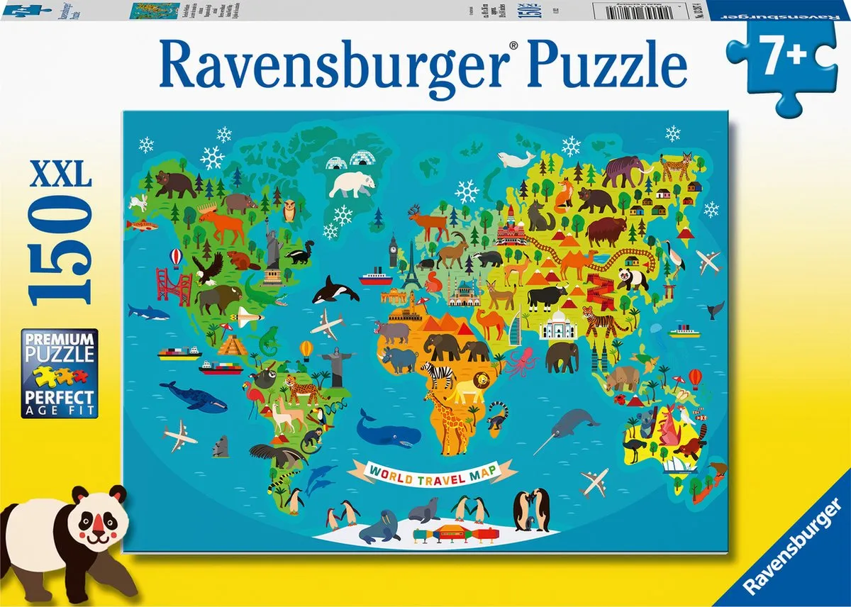 Ravensburger Dieren Wereldkaart Legpuzzel 150 Stuks - Multicolor