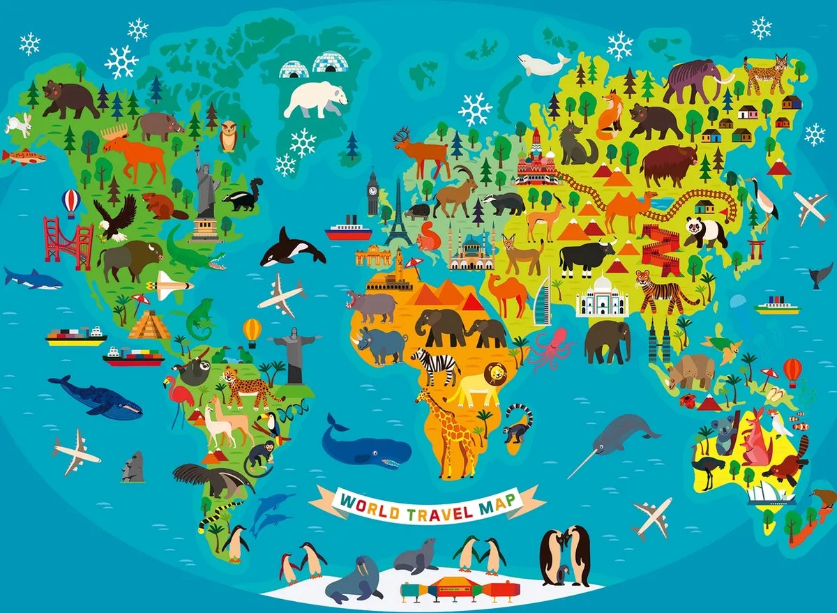 Ravensburger Dieren Wereldkaart Legpuzzel 150 Stuks - Multicolor