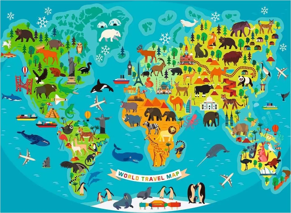 Ravensburger Dieren Wereldkaart Legpuzzel 150 Stuks - Multicolor