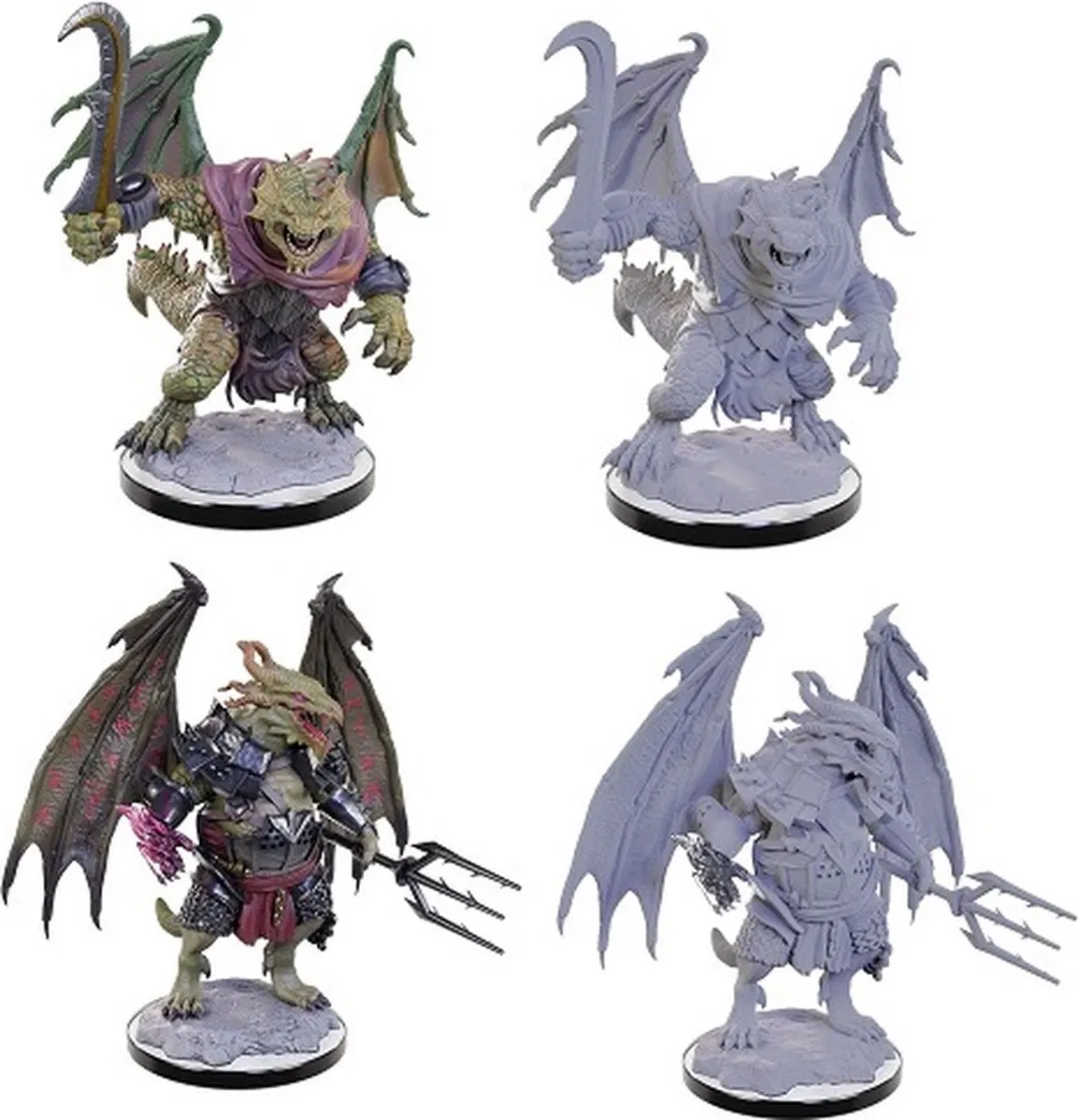 Wizkids D&D Nolzur's Marvelous Miniatures Draconian Foot Soldier & Mage - Grijs
