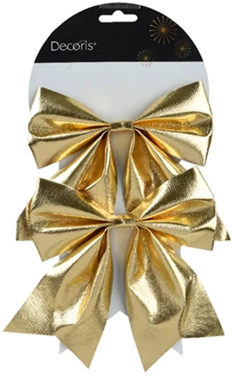Decoris Glanzend Goud Decoratiestrikken 15x17cm