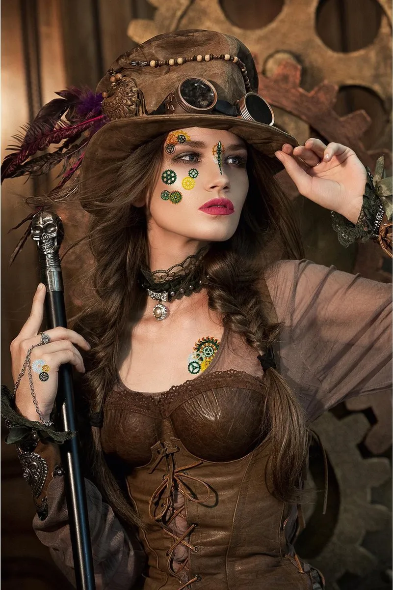 Herma Face Art Glitter Sticker Steampunk Amelia - Multicolor