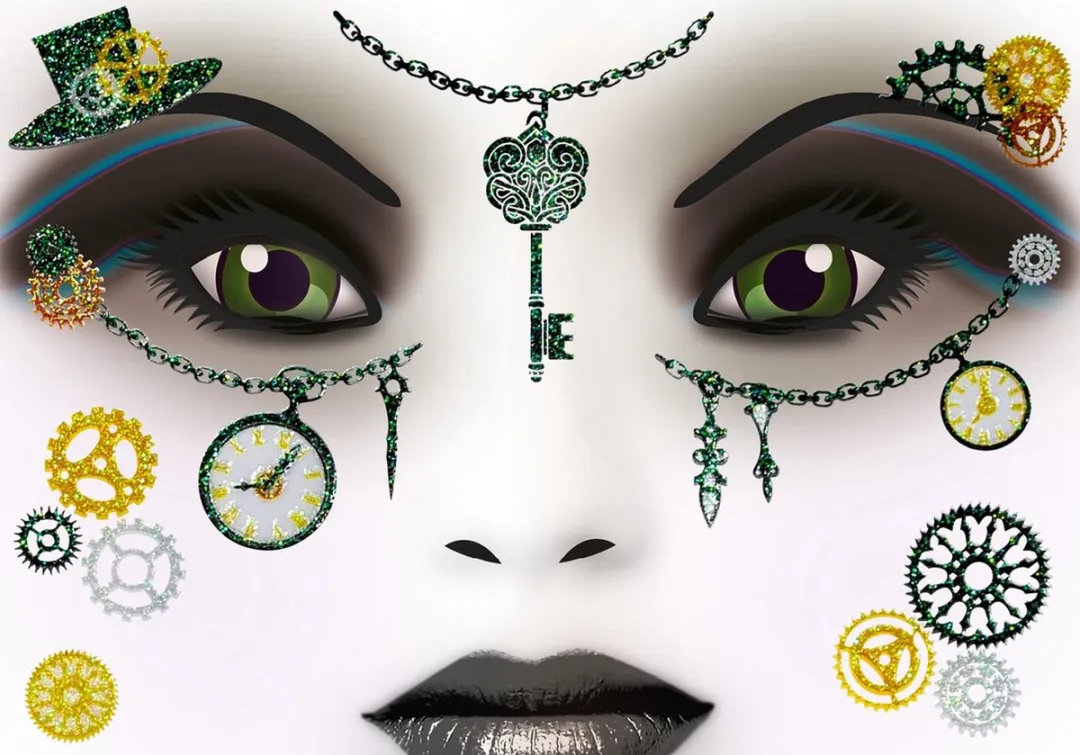 Herma Face Art Glitter Sticker Steampunk Amelia