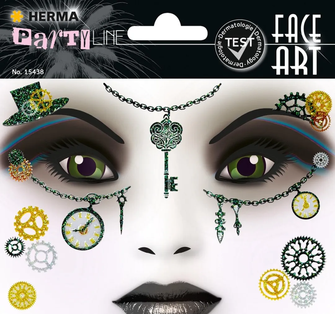 Herma Face Art Glitter Sticker Steampunk Amelia - Multicolor