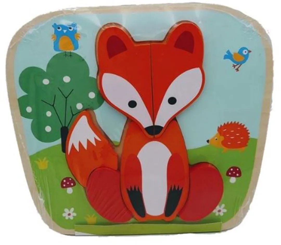 Simply for Kids Houten Vormenpuzzel Vos - 6 Stuks