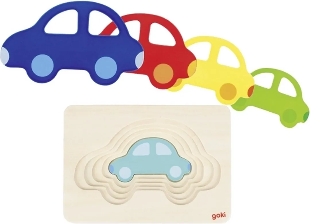 Goki Puzzle Cars 5 Stuks - Multicolor