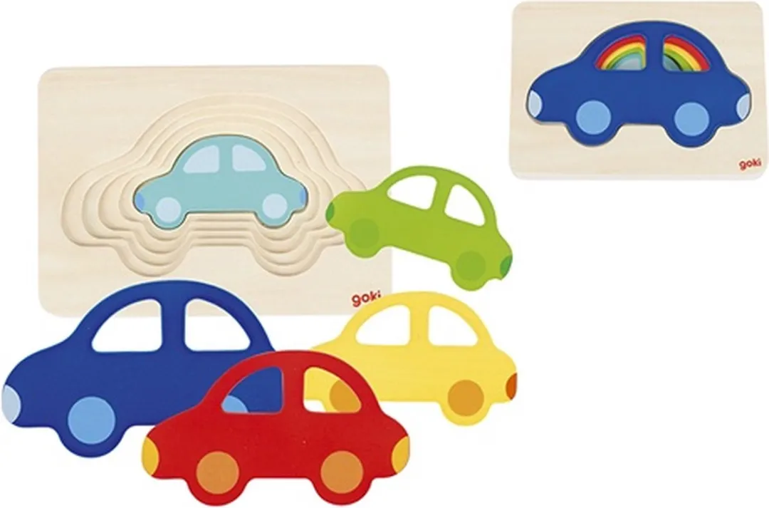 Goki Puzzle Cars 5 Stuks - Multicolor