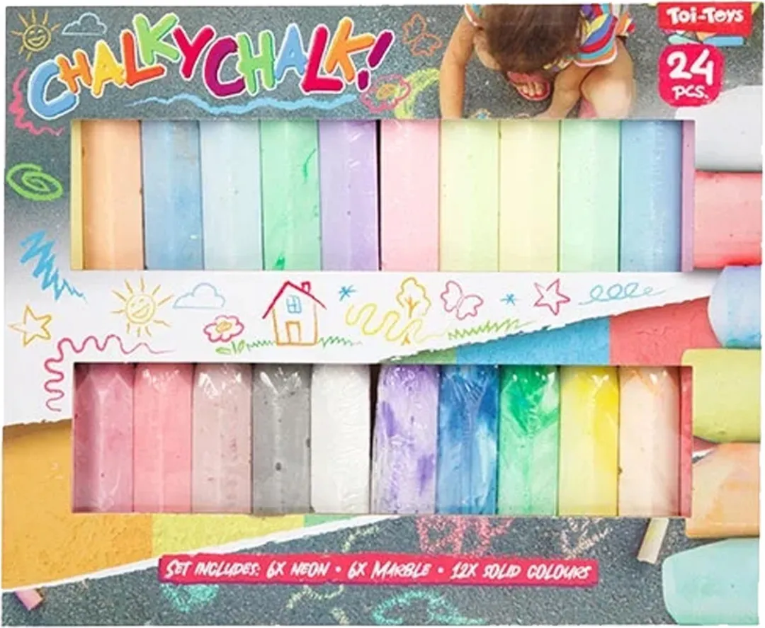 Toi-Toys Stoepkrijt Doos - 24 Stuks Multi