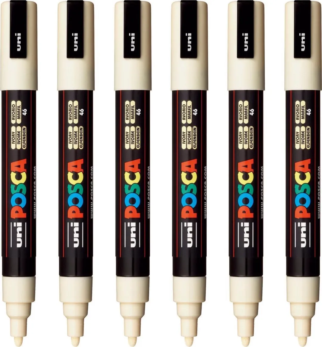 Posca PC5M M Verfstift - 6 Stuks Wit