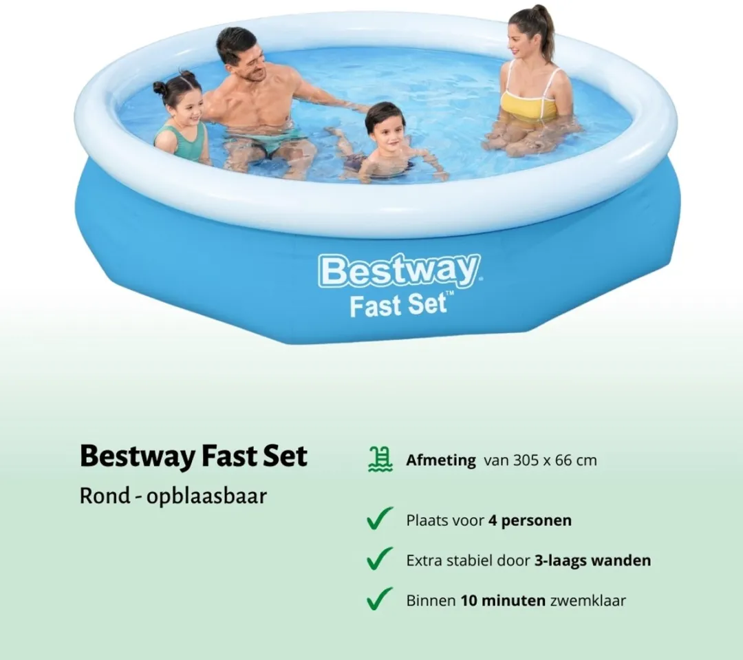 Bestway Fast Set Rond Zwembad 305x66cm - Blauw