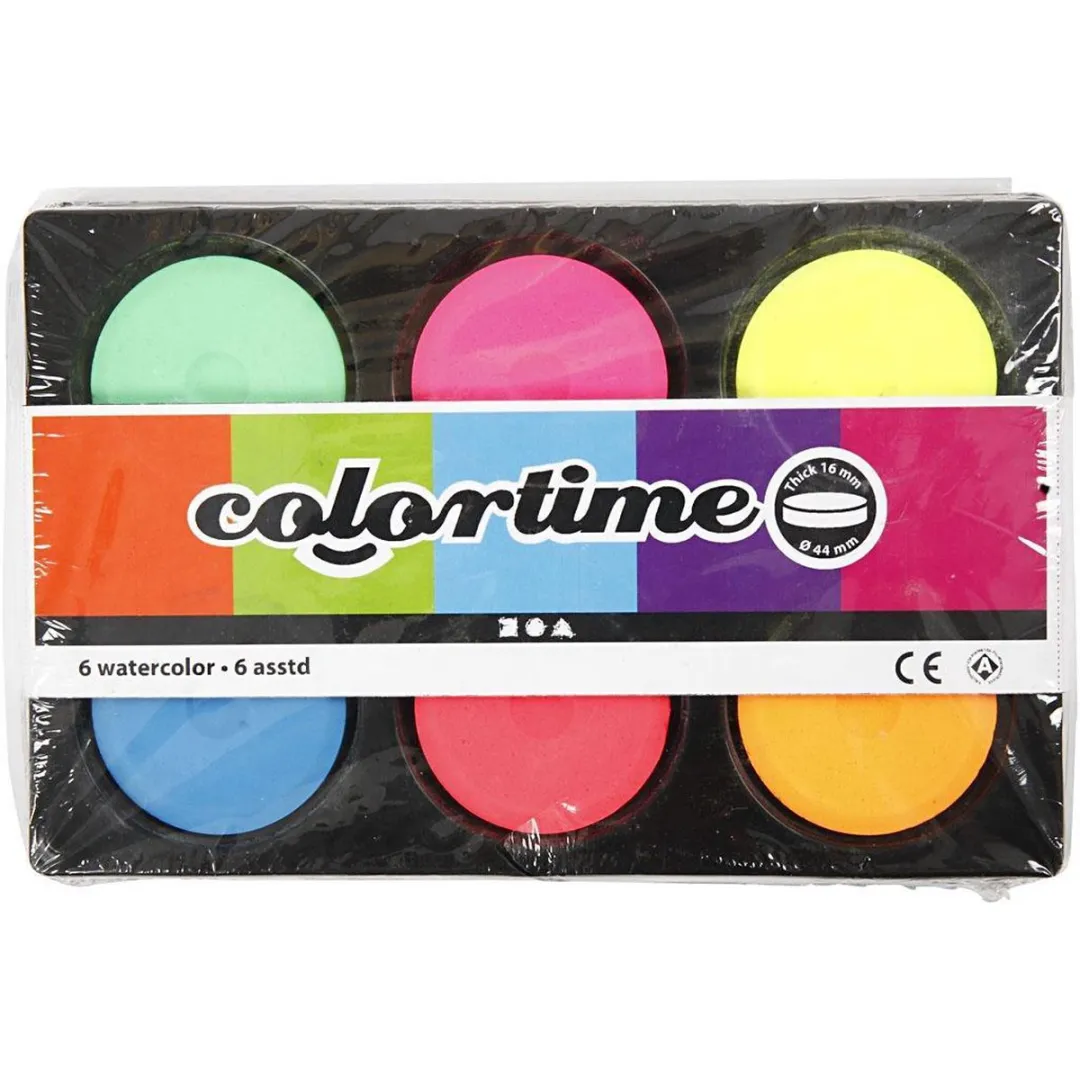 Colortime Waterverf Neon - 6 Kleuren 250ml