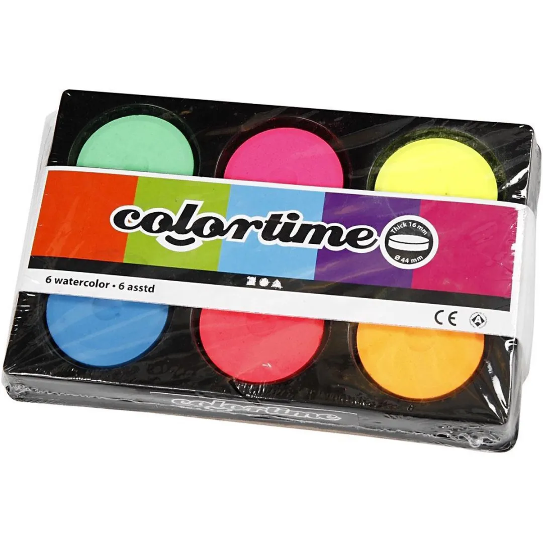 Colortime Waterverf Neon - 6 Kleuren 250ml