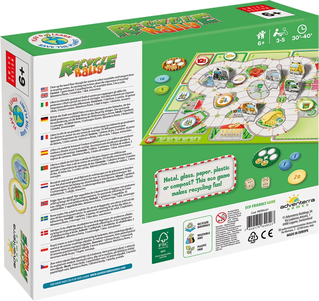 Adventerra Games educatief bordspel Recycle Rally voor kinderen.