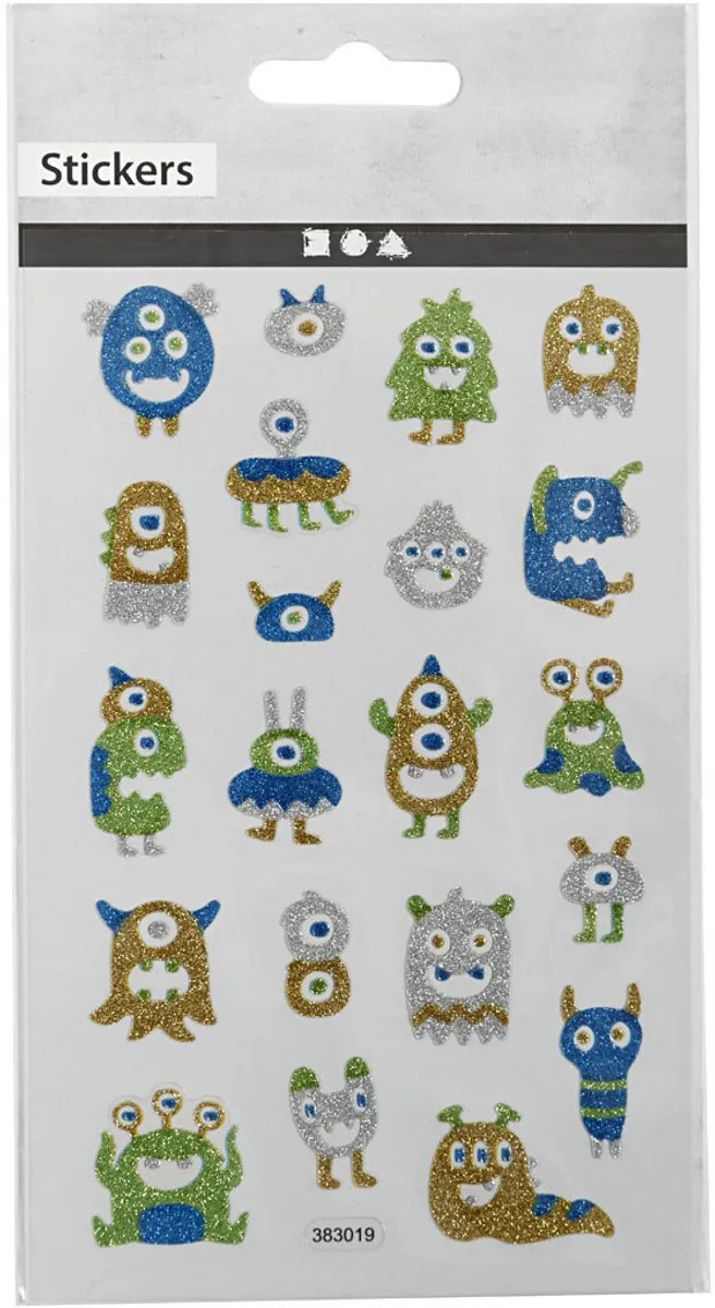 Creativ Company Glitter Stickers Buitenaardse Wezens - 1 Vel - 10x16 cm - Meerkleurig