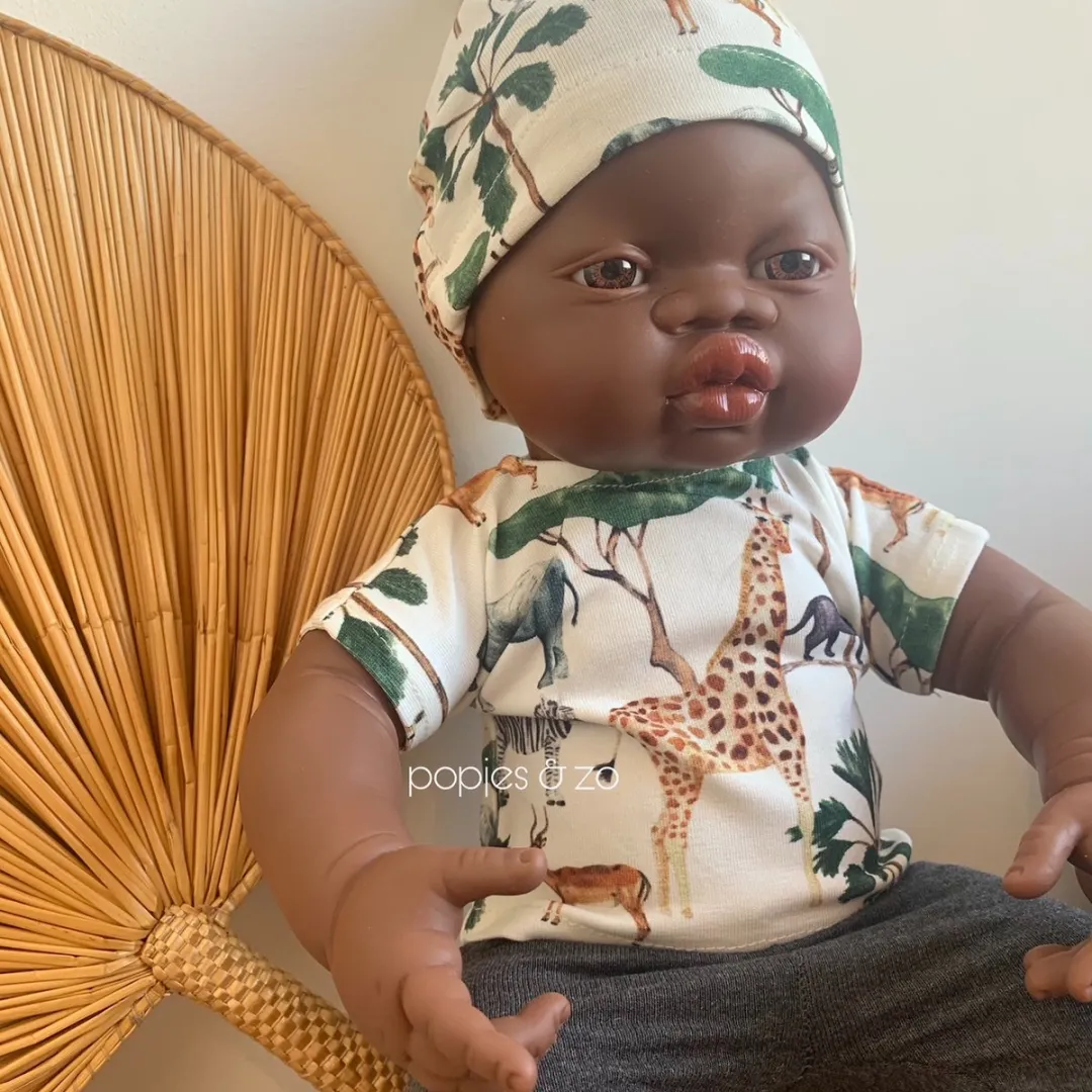 Miniland Babypop Meisje 40cm - Donkerbruin Haar
