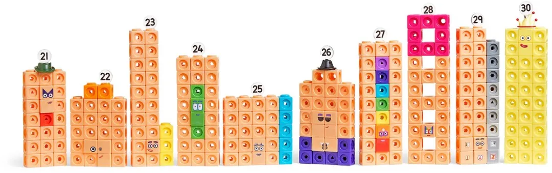 Learning Resources Mathlink Cubes Number Blocks 21-30 - Multicolor