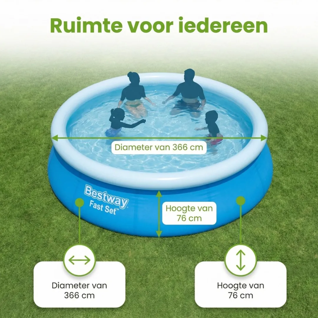 Bestway Fast Set Zwembad 366x76cm - Blauw - 7-delig