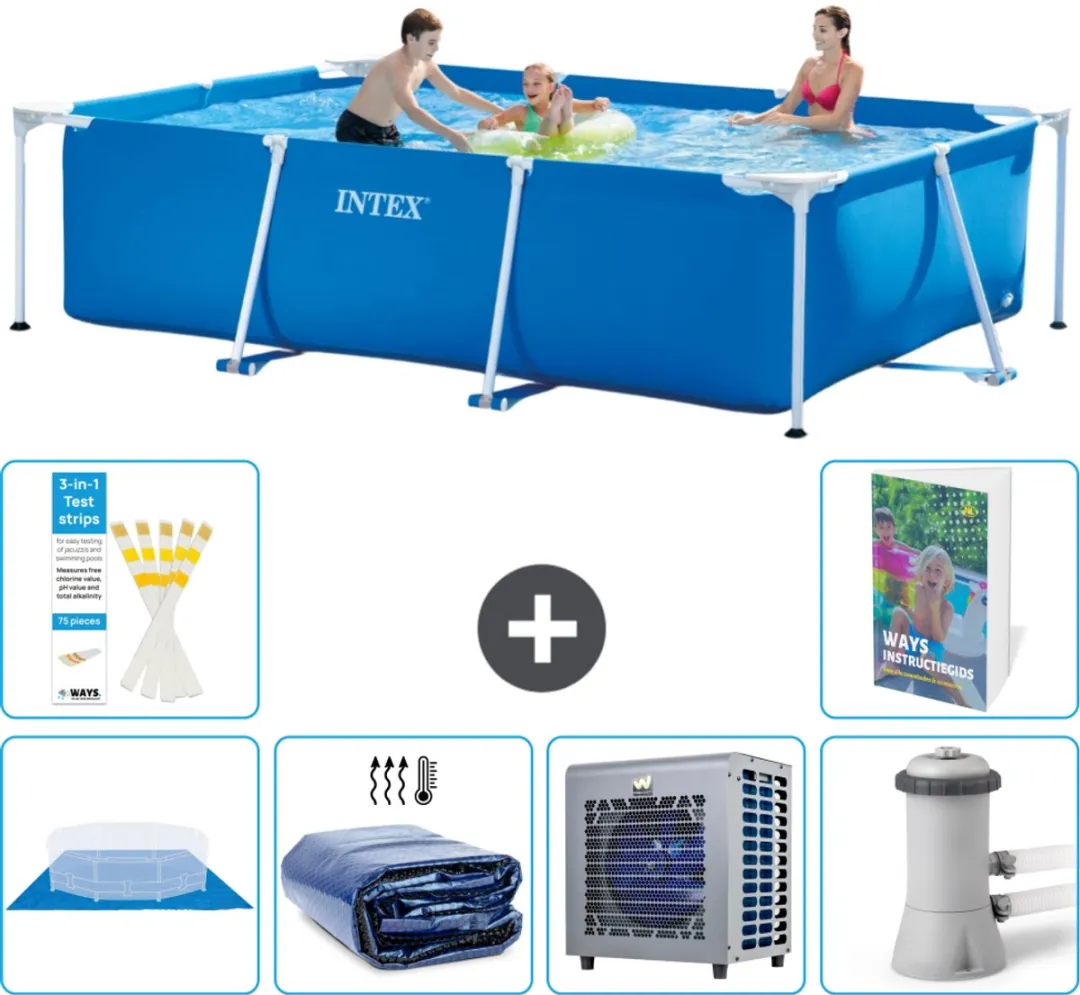 Intex Rechthoekig Frame Zwembad 300x200x75cm - Blauw - 7-delig