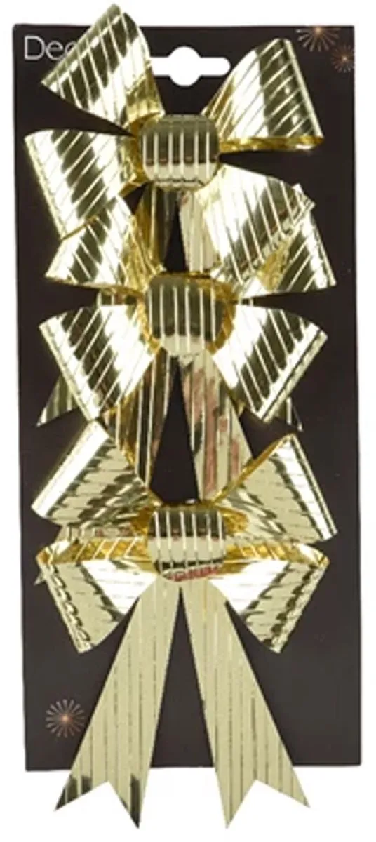 Decoris Goud Strikjes 14x10cm - 3 Stuks