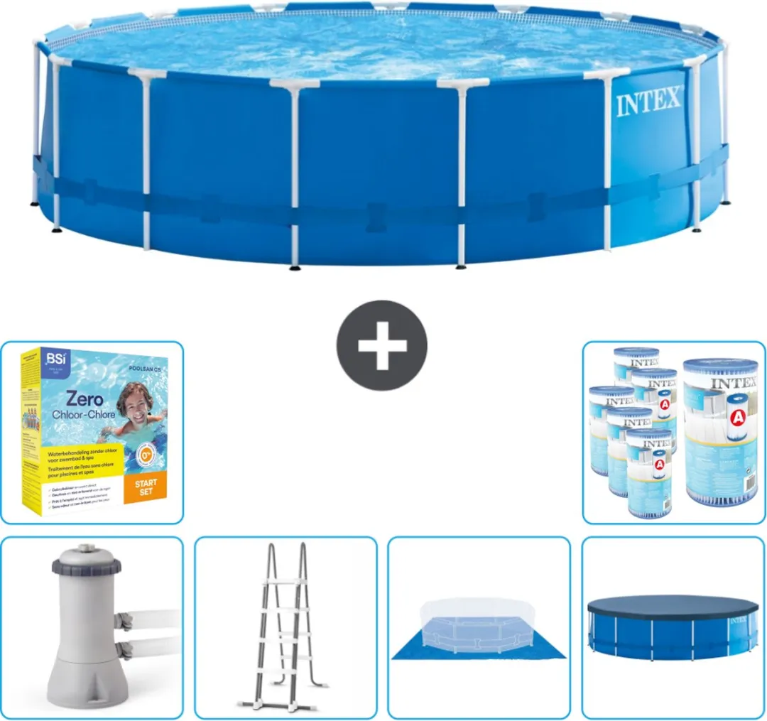 Intex 28242GN-Blauw Rond Frame Zwembad 457x122cm - Blauw