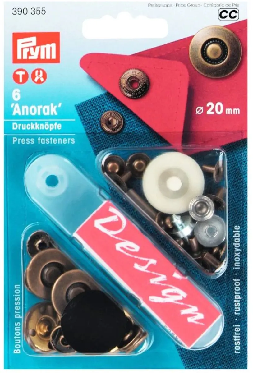 Prym Anorak Drukknopen 20mm Oudkoper - 6 Stuks