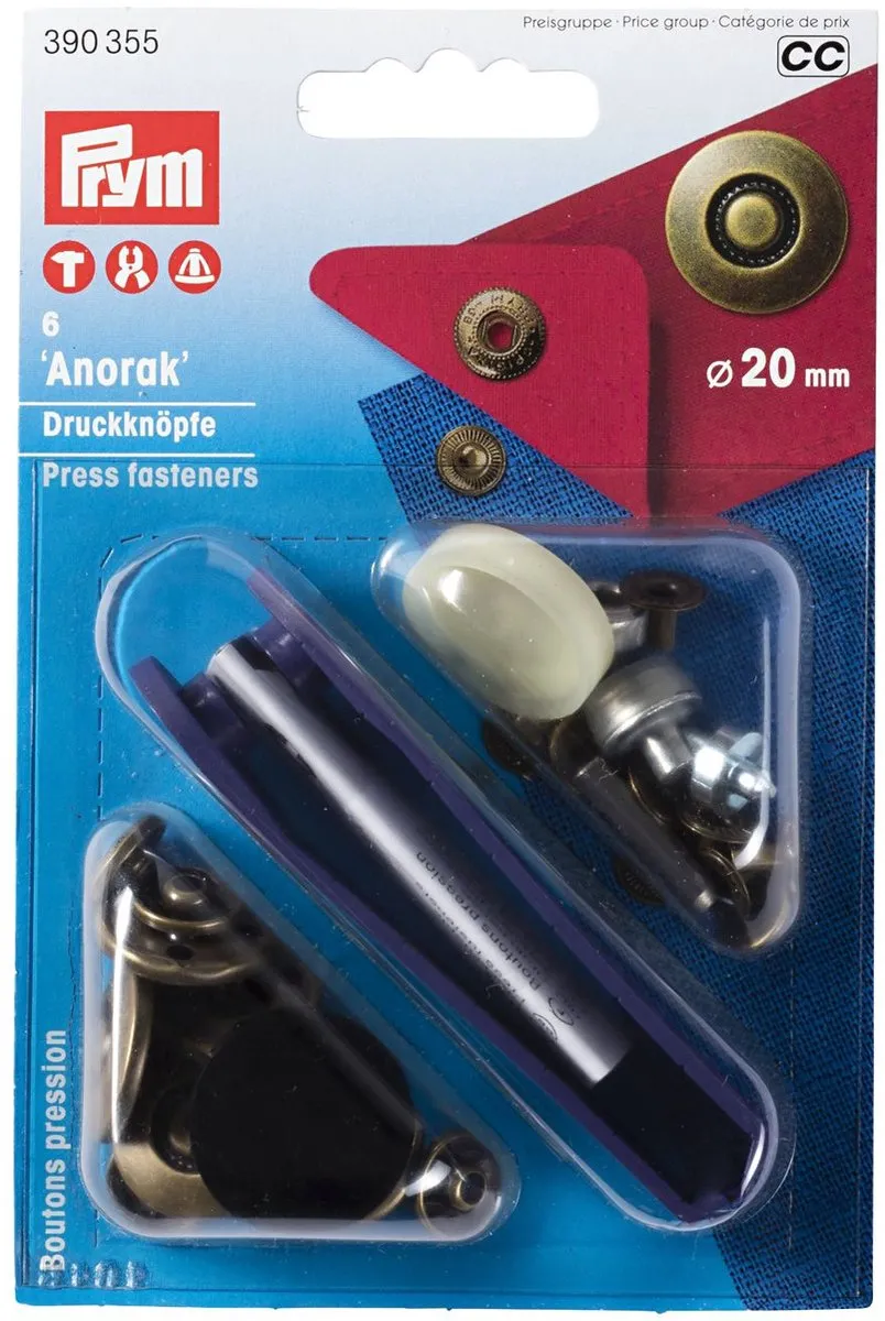Prym Anorak Drukknopen 20mm Oudkoper - 6 Stuks