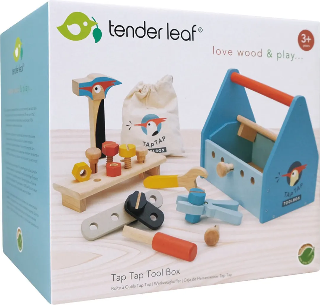 Tender Leaf Toys Tap Tap Gereedschapskist 22-delig - 23cm - Blauw - afbeelding 6 van 6