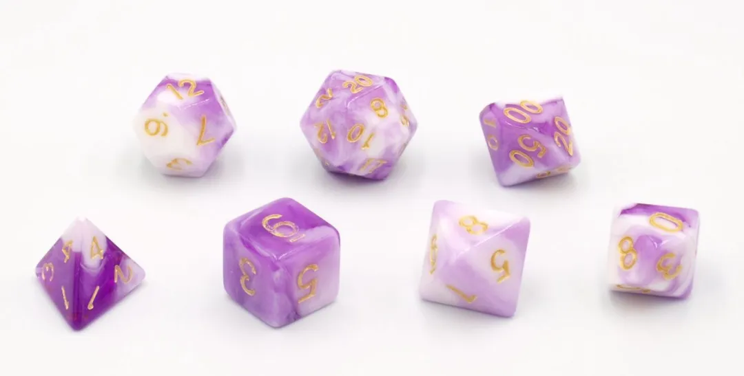 HOT Games Dobbelstenen Set 7 Stuks - Paars/Wit