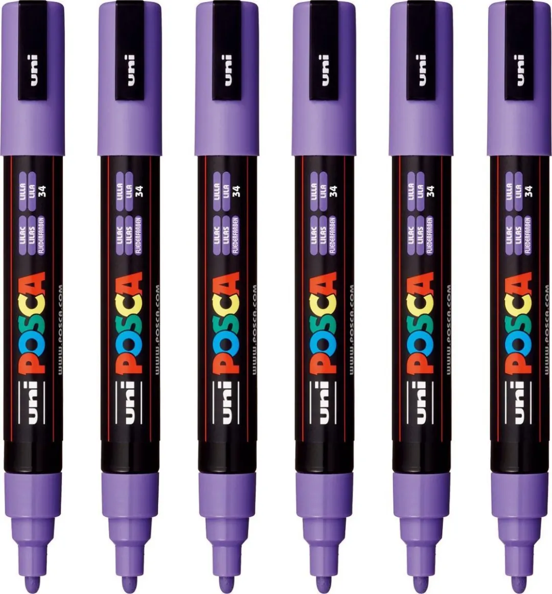 Posca PC-5M Verfstiften - Lila - 6 Stuks