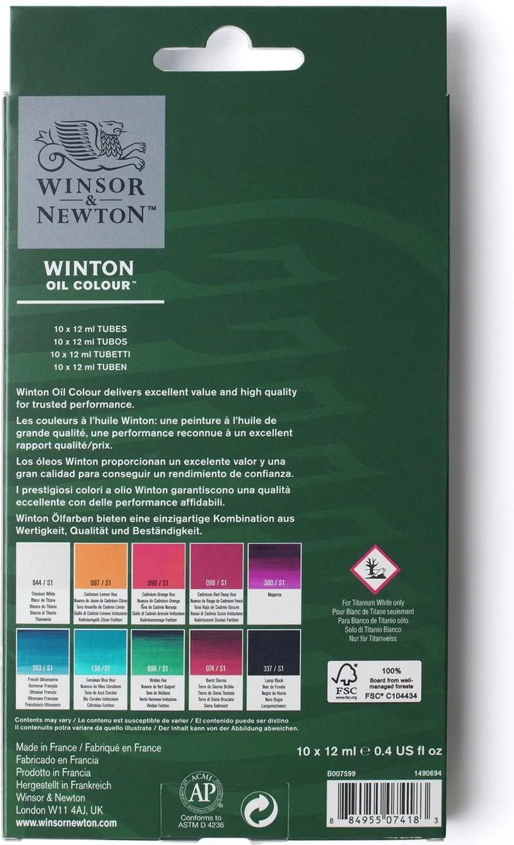 Winsor & Newton Winton Olieverf Set 10x12ml