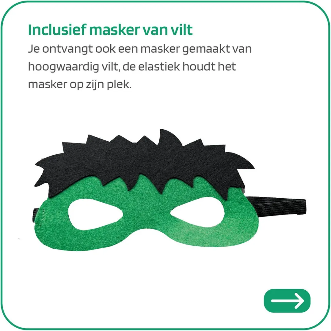 Jobber Toys Hulk Carnavalskleding - Cape & Masker 3-7 jaar Groen