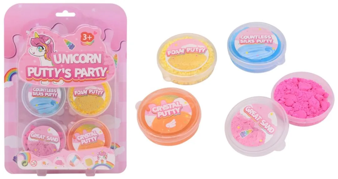 Johntoy Unicorn Putty Party Kaarten - 4 Stuks